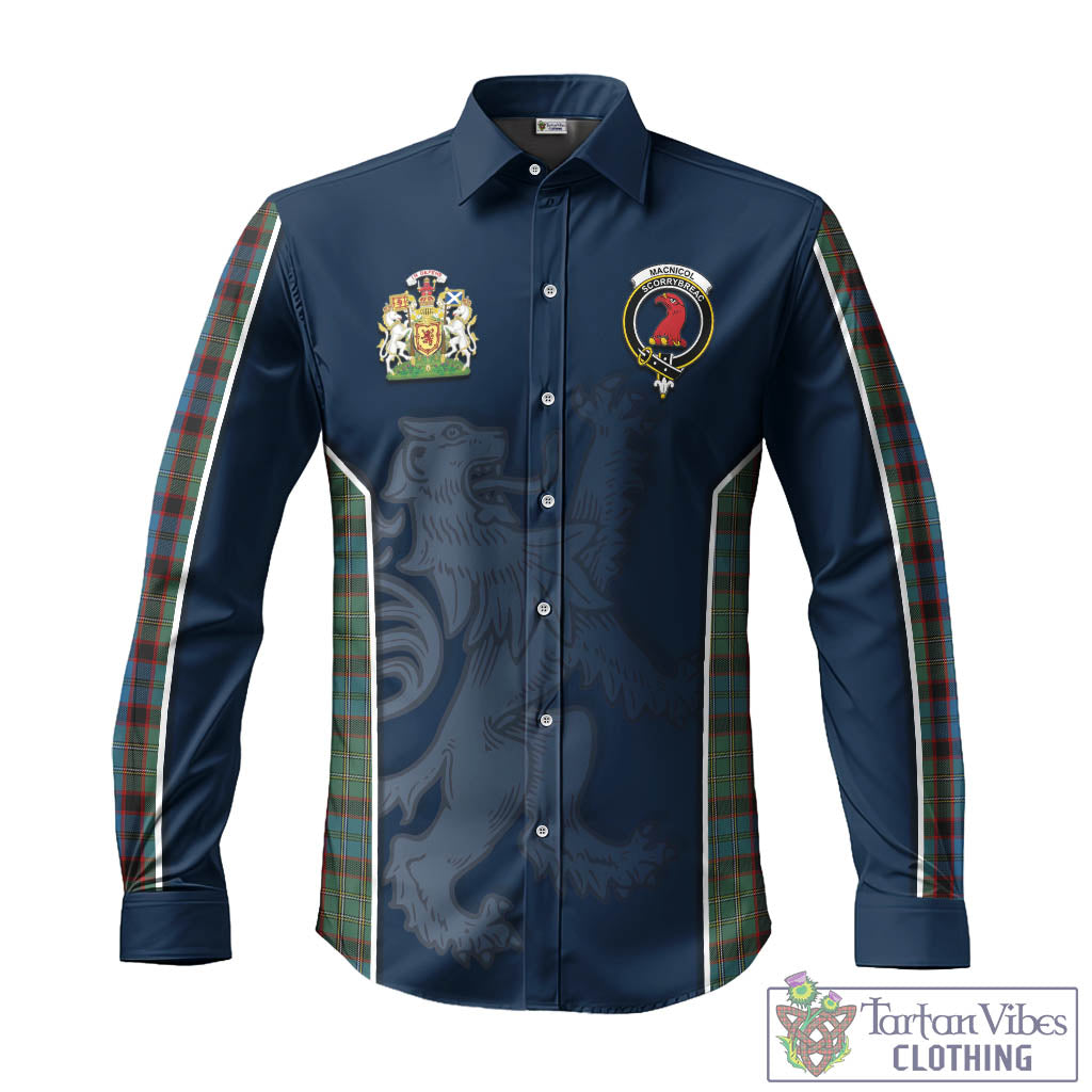 Tartan Vibes Clothing MacNicol Hunting Tartan Long Sleeve Button Up Shirt with Family Crest and Lion Rampant Vibes Sport Style