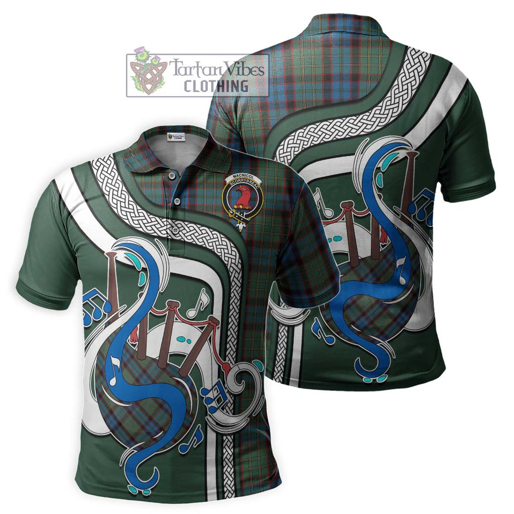 Tartan Vibes Clothing MacNicol Hunting Tartan Polo Shirt with Epic Bagpipe Style