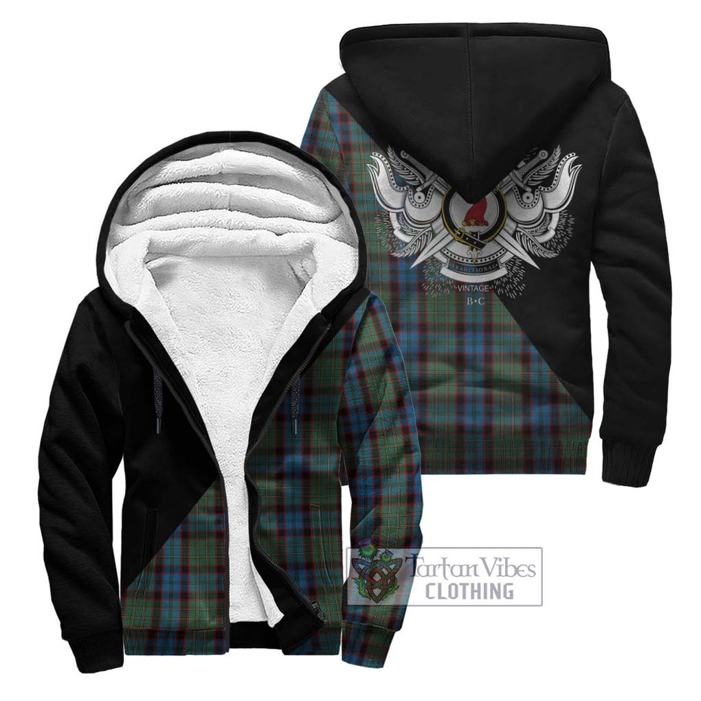 MacNicol Hunting Tartan Sherpa Hoodie with Family Crest and Military Logo Style Unisex - Tartanvibesclothing Shop