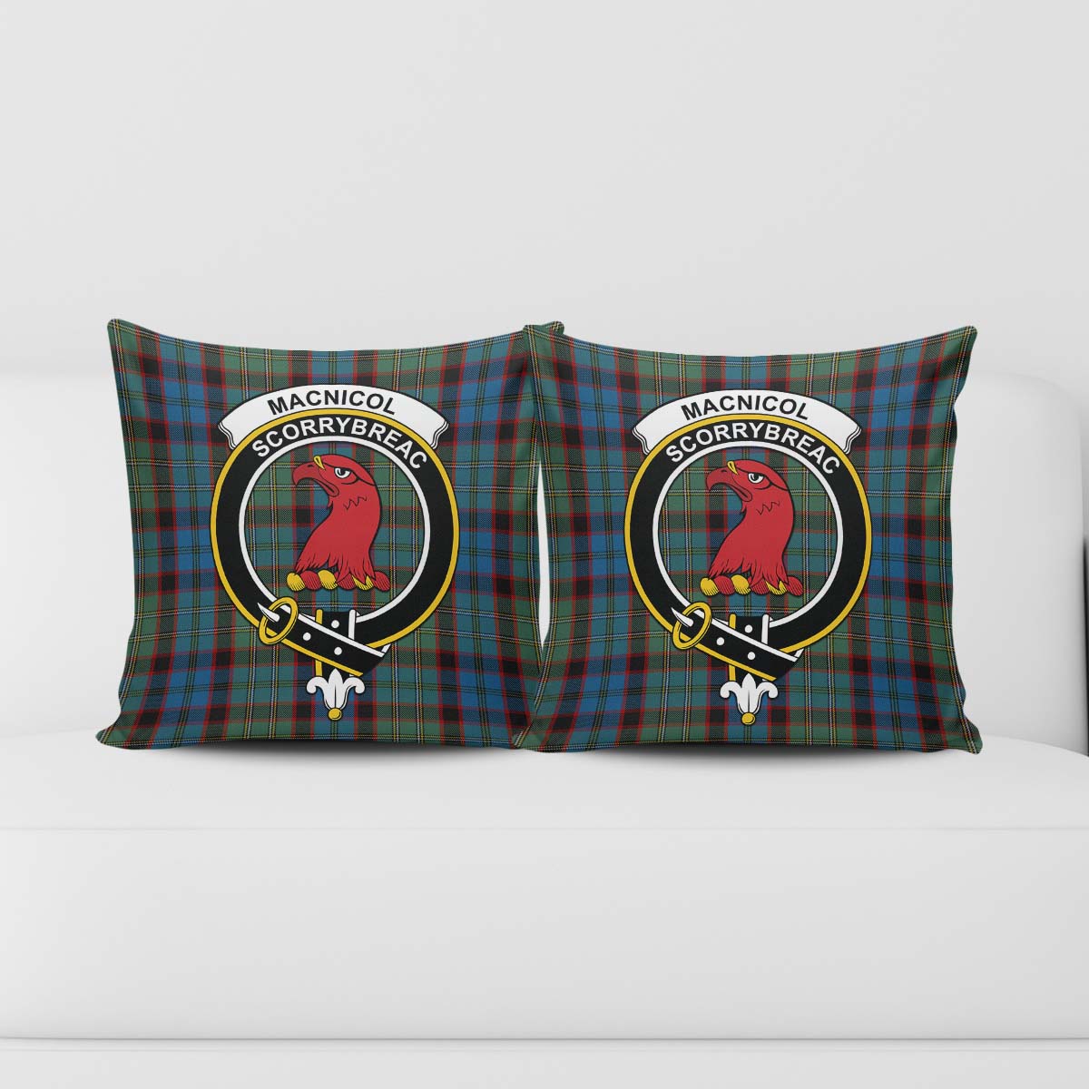 MacNicol Hunting Tartan Pillow Cover with Family Crest - Tartanvibesclothing