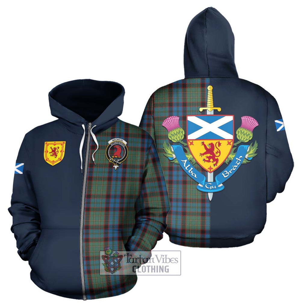 Tartan Vibes Clothing MacNicol Hunting Tartan Hoodie with Scottish Lion Royal Arm Half Style