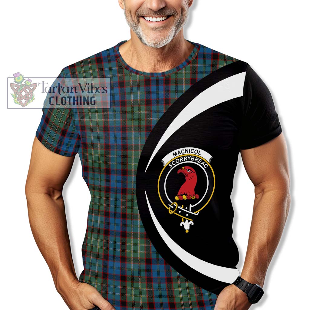 Tartan Vibes Clothing MacNicol Hunting Tartan T-Shirt with Family Crest Circle Style