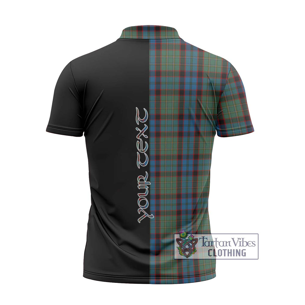 MacNicol Hunting Tartan Zipper Polo Shirt with Family Crest and Half Of Me Style - Tartanvibesclothing Shop