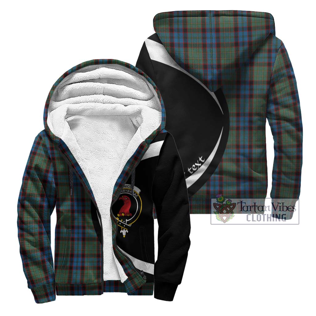 MacNicol Hunting Tartan Sherpa Hoodie with Family Crest Circle Style Unisex - Tartan Vibes Clothing