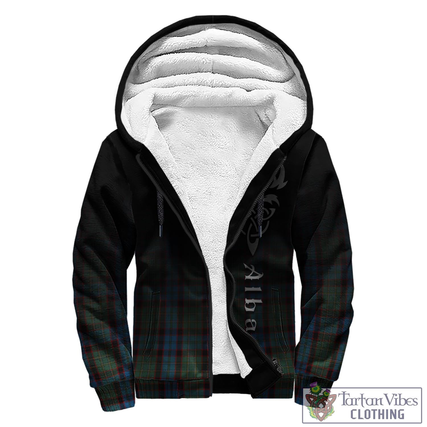 Tartan Vibes Clothing MacNicol Hunting Tartan Sherpa Hoodie Featuring Alba Gu Brath Family Crest Celtic Inspired