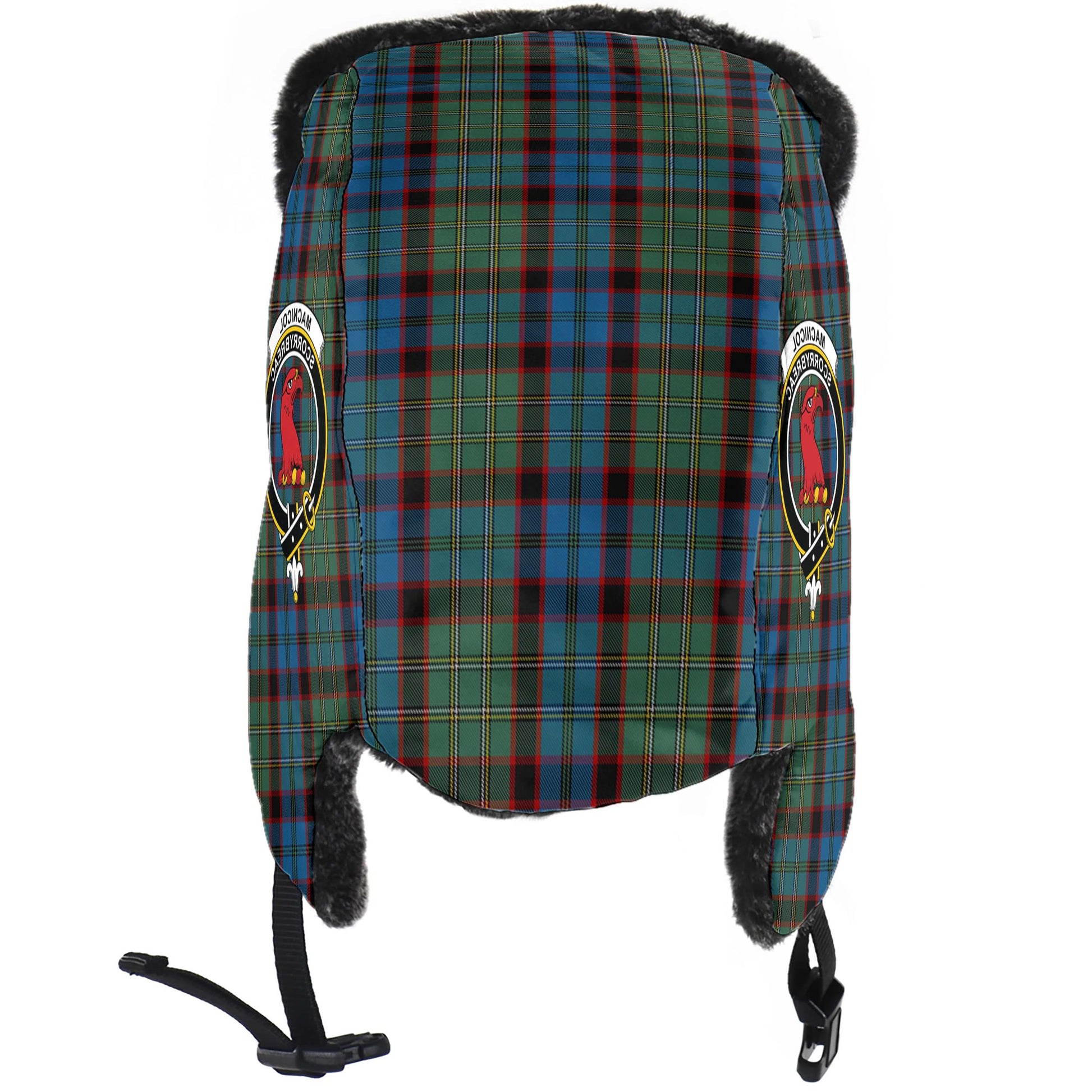 MacNicol Hunting Tartan Winter Trapper Hat with Family Crest - Tartanvibesclothing