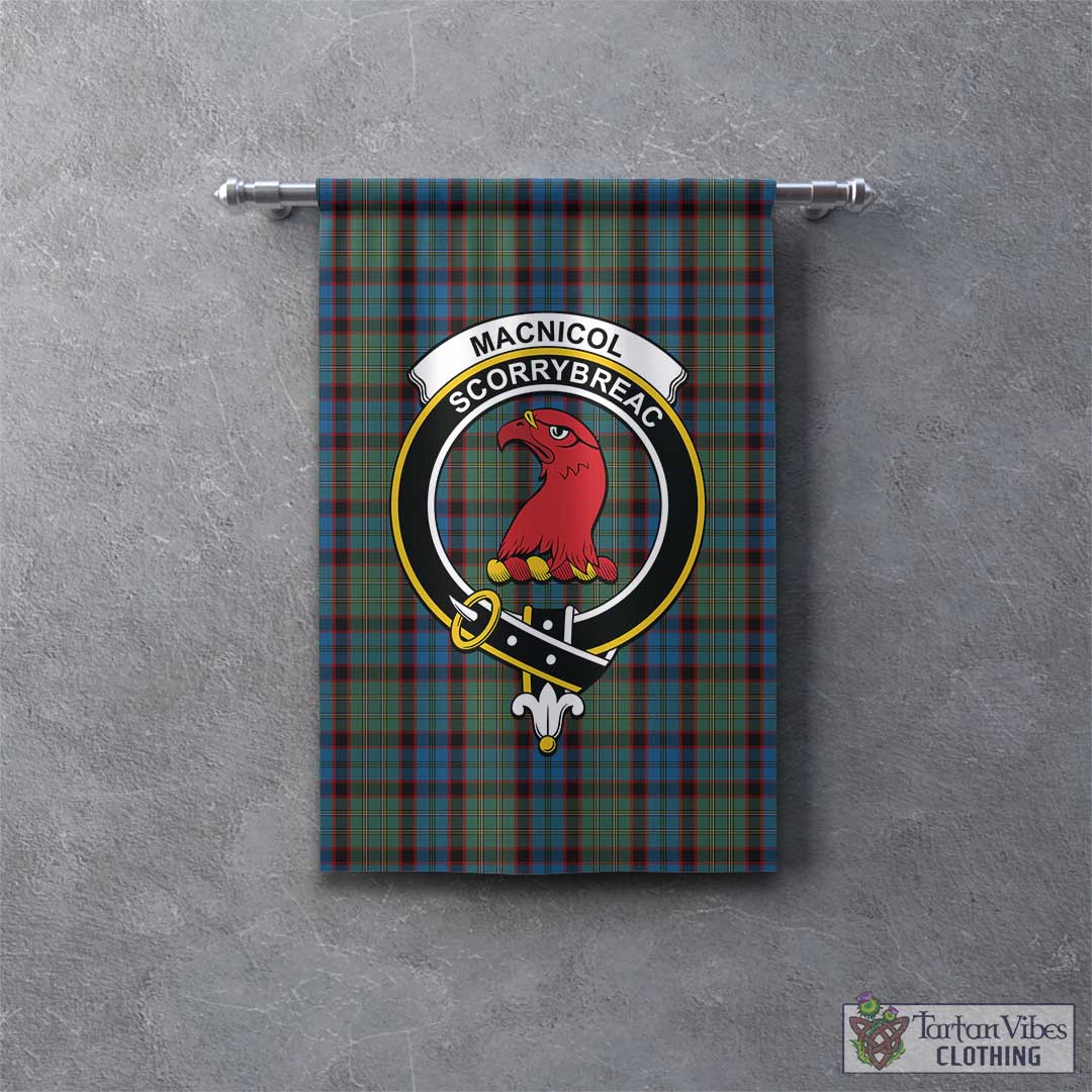 Tartan Vibes Clothing MacNicol Hunting Tartan Gonfalon, Tartan Banner with Family Crest