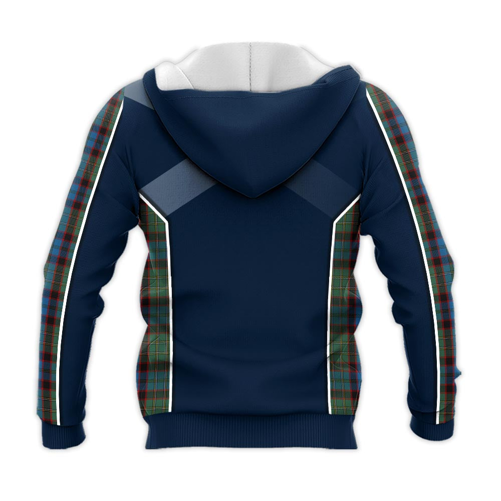 Tartan Vibes Clothing MacNicol Hunting Tartan Knitted Hoodie with Family Crest and Scottish Thistle Vibes Sport Style