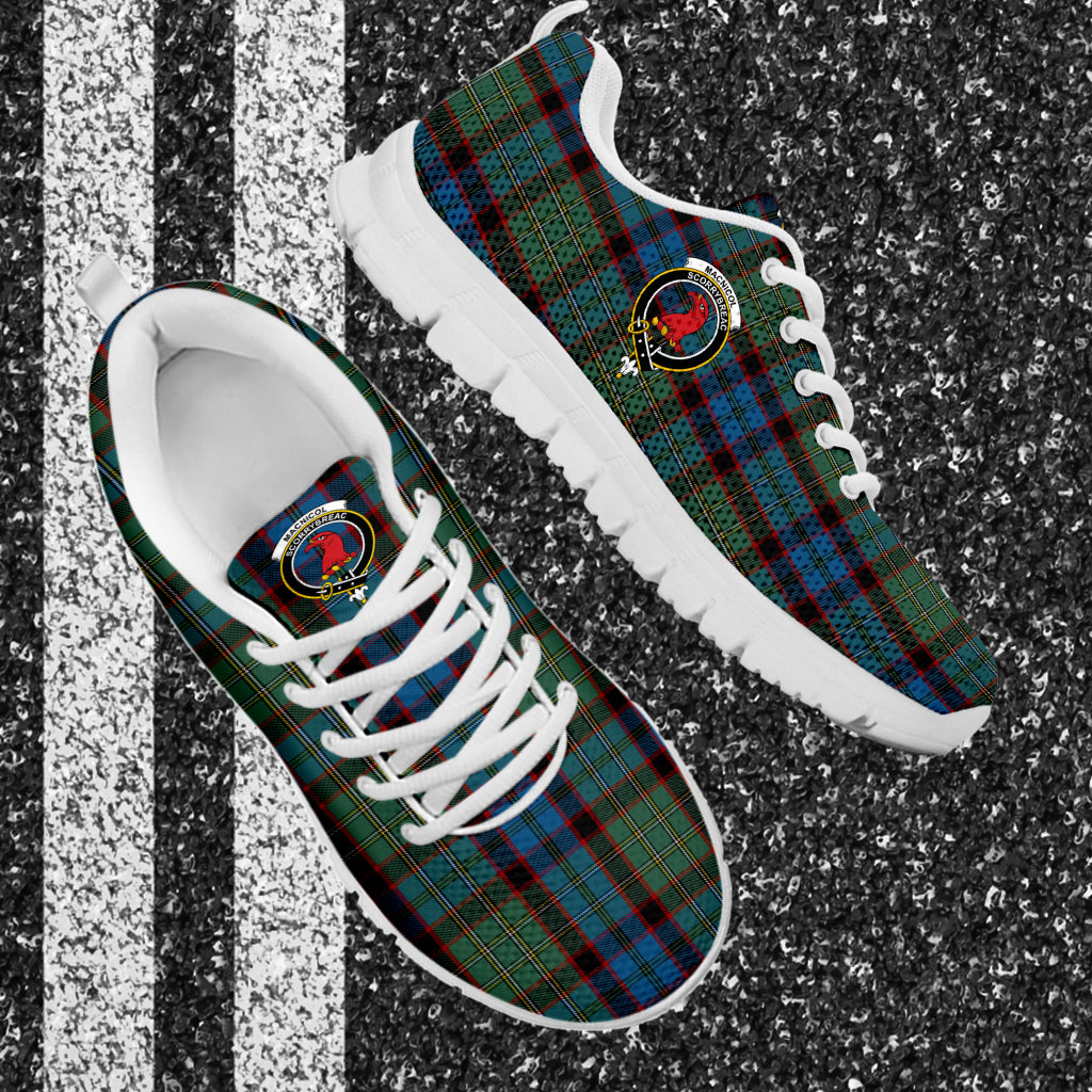 MacNicol Hunting Tartan Sneakers with Family Crest - Tartan Vibes Clothing