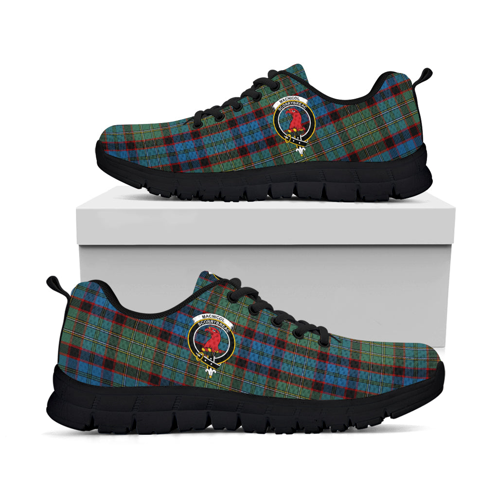 MacNicol Hunting Tartan Sneakers with Family Crest - Tartan Vibes Clothing