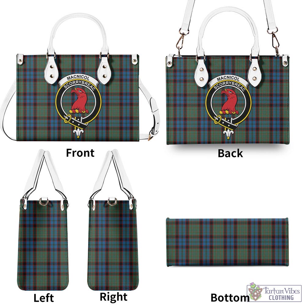 Tartan Vibes Clothing MacNicol Hunting Tartan Luxury Leather Handbags with Family Crest