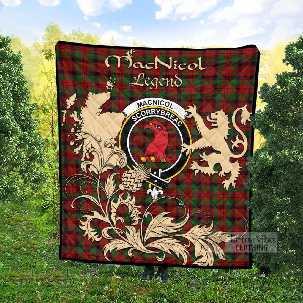 Tartan Vibes Clothing MacNicol (McNicol) Tartan Quilt with Family Crest and Scottish Symbol Style