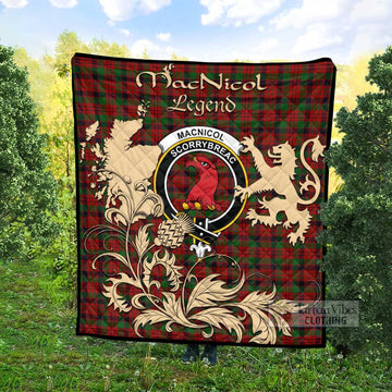 MacNicol (McNicol) Tartan Quilt with Family Crest and Scottish Symbol Style