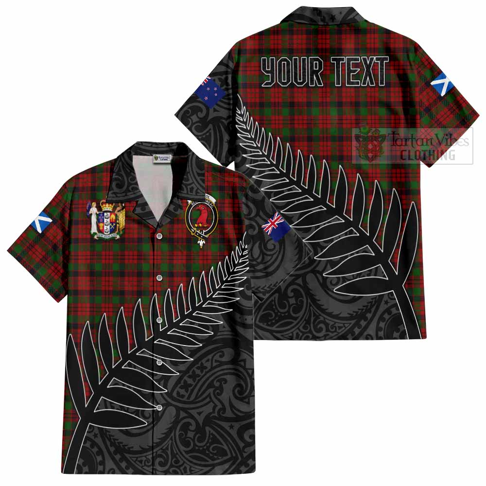 Tartan Vibes Clothing MacNicol (McNicol) Crest Tartan Short Sleeve Button Shirt with New Zealand Silver Fern Half Style