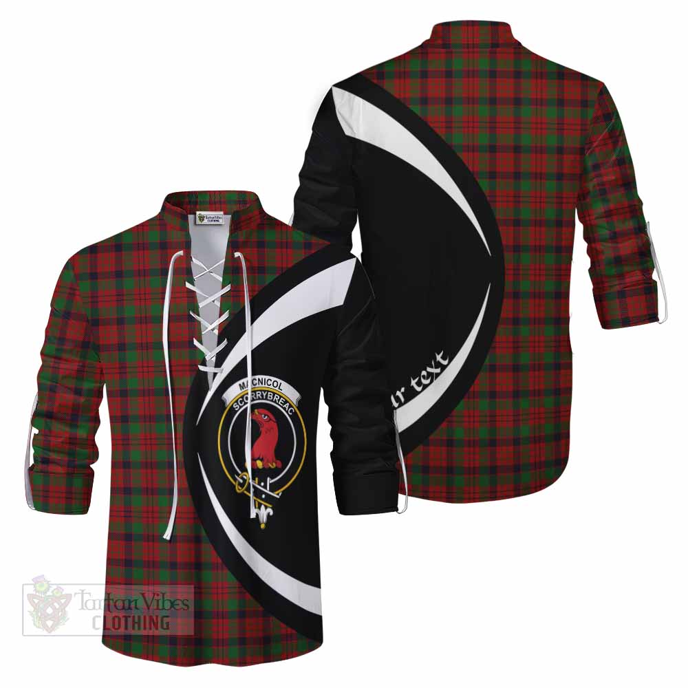 Tartan Vibes Clothing MacNicol (McNicol) Tartan Ghillie Kilt Shirt with Family Crest Circle Style