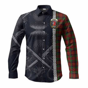 MacNicol (McNicol) Tartan Long Sleeve Button Shirt with Family Crest Cross Sword Thistle Celtic Vibes