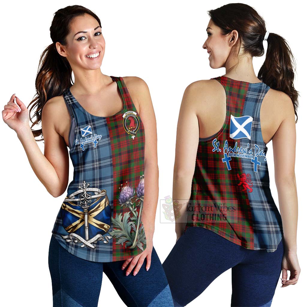 Tartan Vibes Clothing MacNicol (McNicol) Tartan Women's Racerback Tanks Happy St. Andrew's Day Half Tartan Style