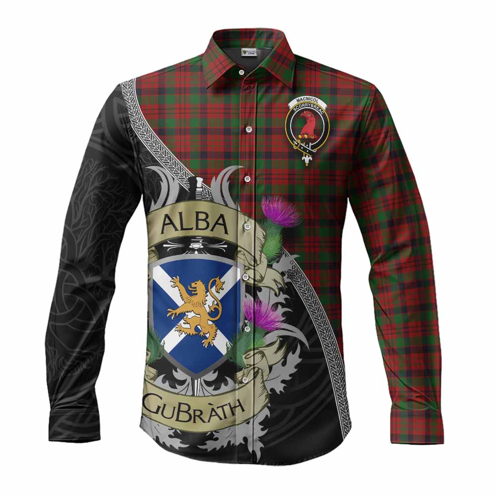 MacNicol (McNicol) Tartan Family Crest Long Sleeve Button Shirt Lion Rampant Royal Thistle Shield Celtic Inspired Men's Shirt S - Tartan Vibes Clothing