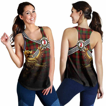 MacNicol (McNicol) Crest Tartan Women's Racerback Tanks with Golden Lion Emblem Celtic Style 4XL - Tartan Vibes Clothing