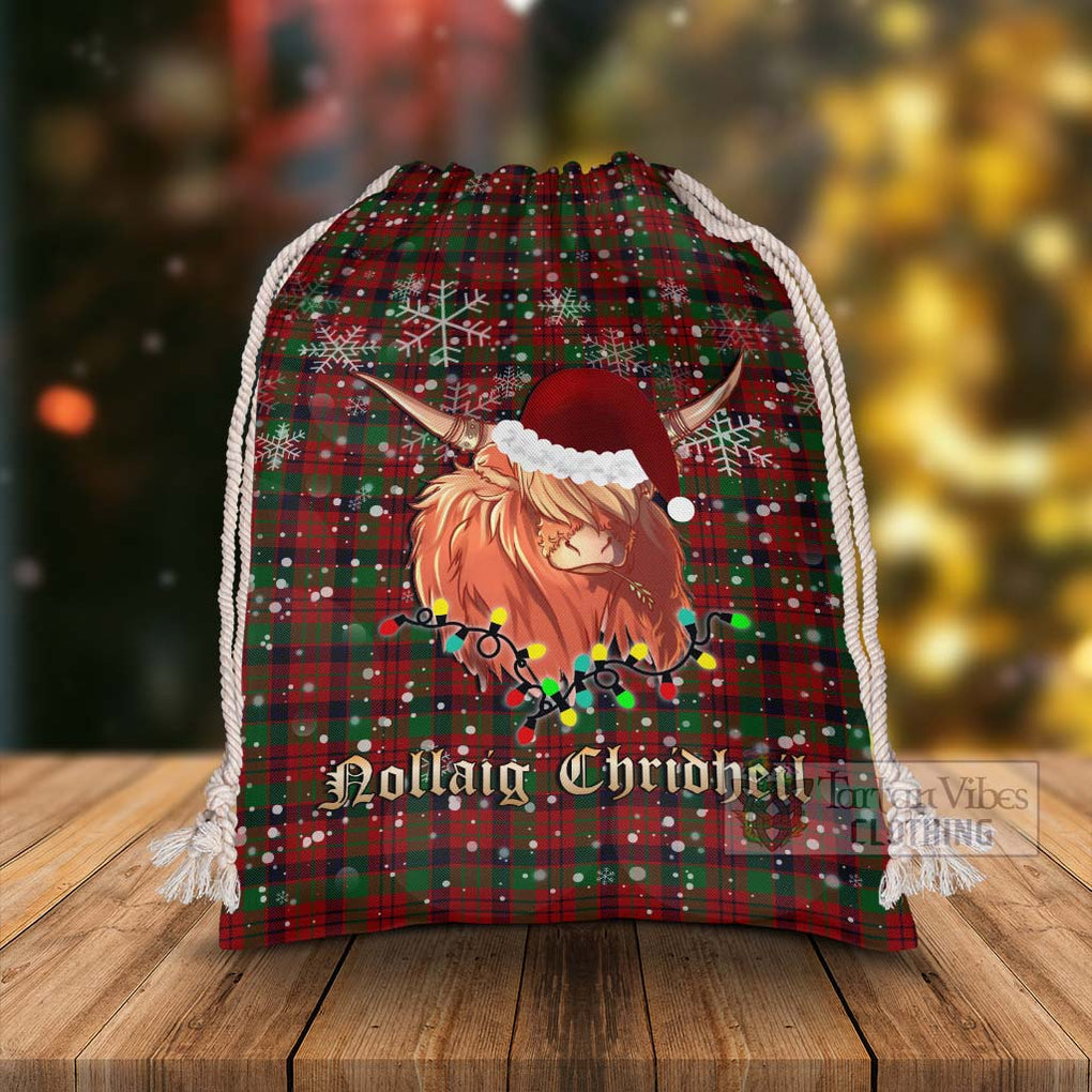 Tartan Vibes Clothing MacNicol (McNicol) Tartan Christmas Santa's Bag with Highland Cow