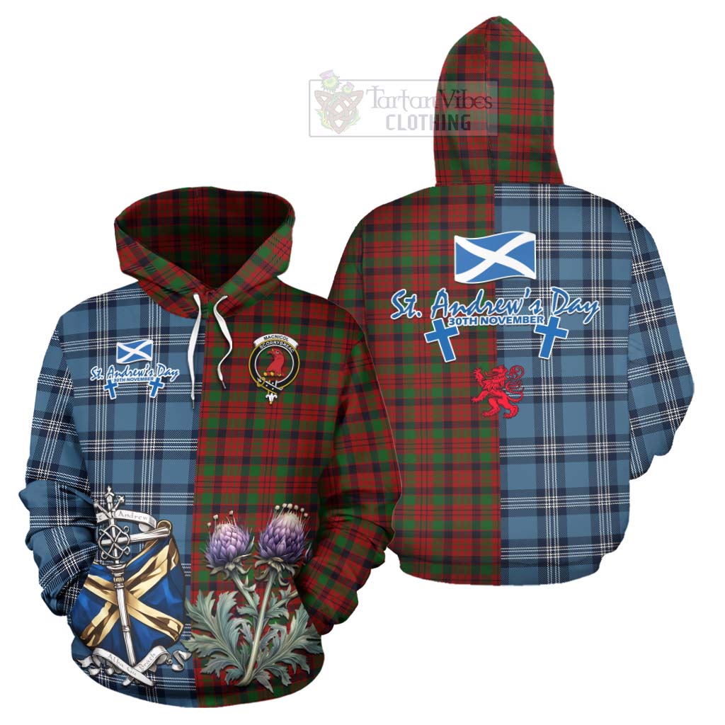 Tartan Vibes Clothing MacNicol (McNicol) Tartan Hoodie Happy St. Andrew's Day Half Tartan Style