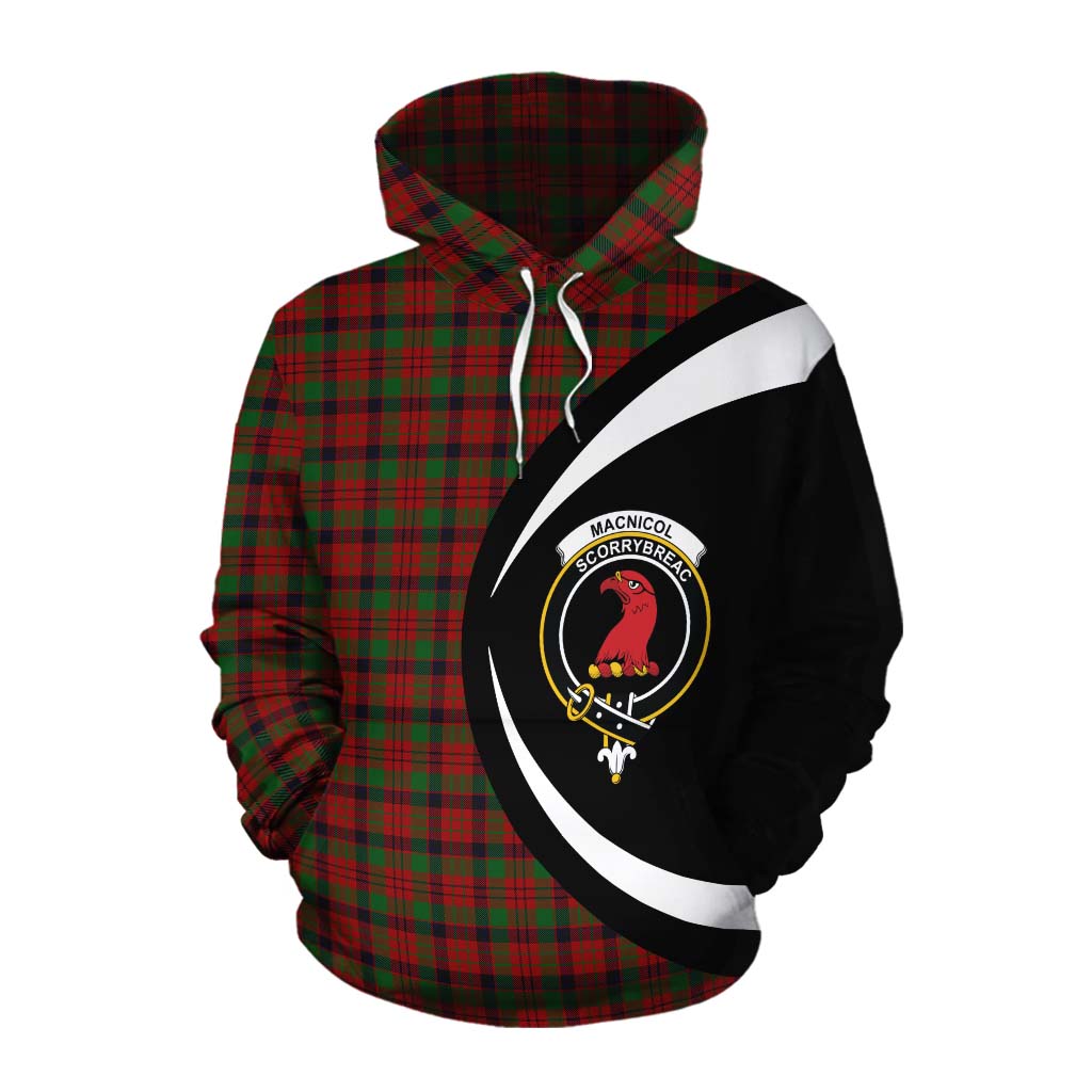 Tartan Vibes Clothing MacNicol (McNicol) Tartan Cotton Hoodie with Family Crest Circle Style