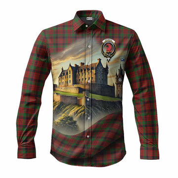 MacNicol (McNicol) Tartan Family Crest Long Sleeve Button Shirt with Scottish Ancient Castle Style Men's Shirt S - Tartan Vibes Clothing