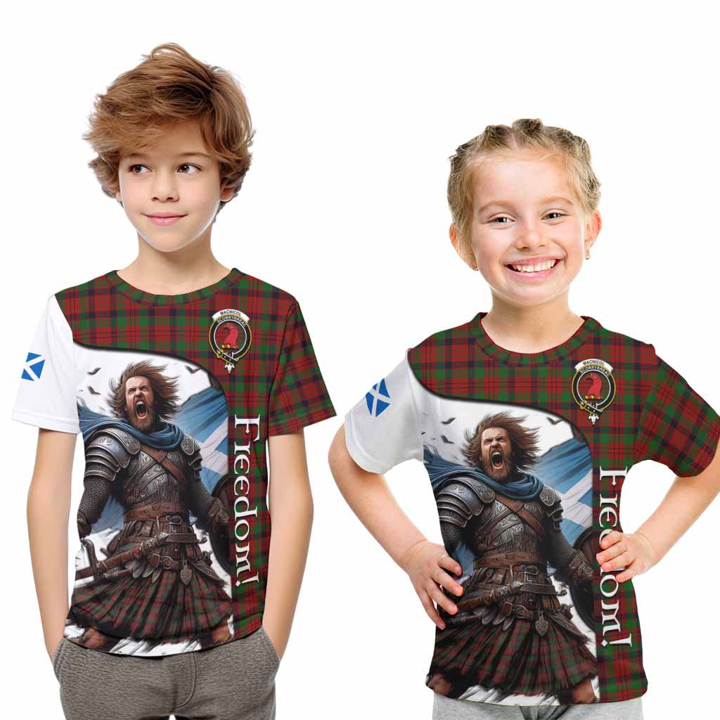 Tartan Vibes Clothing MacNicol (McNicol) Crest Tartan Kid T-Shirt Inspired by the Freedom of Scottish Warrior