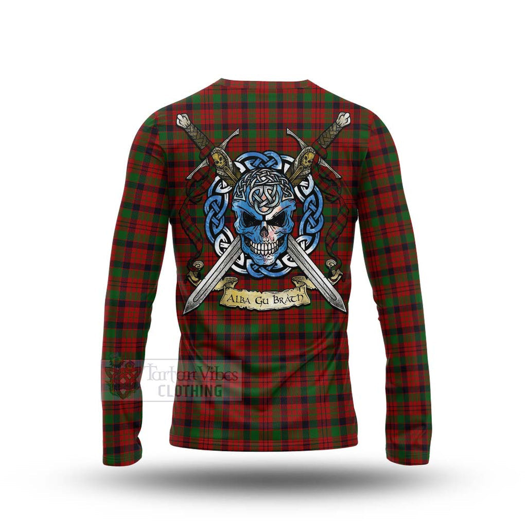 Tartan Vibes Clothing MacNicol (McNicol) Tartan Long Sleeve T-Shirt with Family Crest Celtic Skull Style