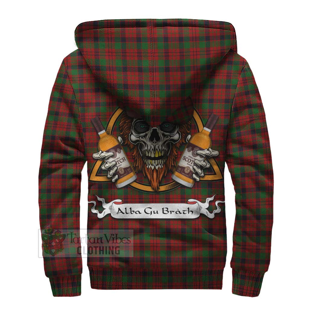 Tartan Vibes Clothing MacNicol (McNicol) Tartan Sherpa Hoodie with Family Crest and Bearded Skull Holding Bottles of Whiskey