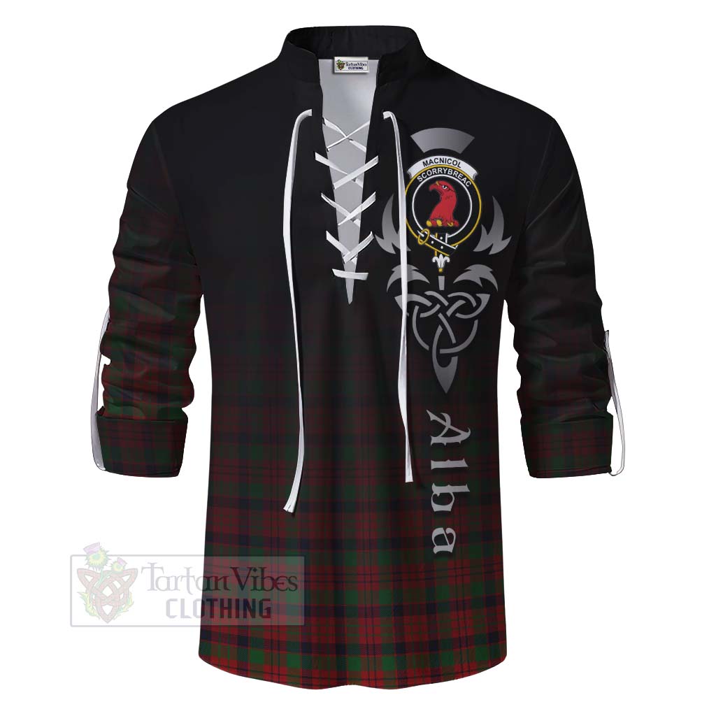 Tartan Vibes Clothing MacNicol (McNicol) Tartan Ghillie Kilt Shirt Featuring Alba Gu Brath Family Crest Celtic Inspired