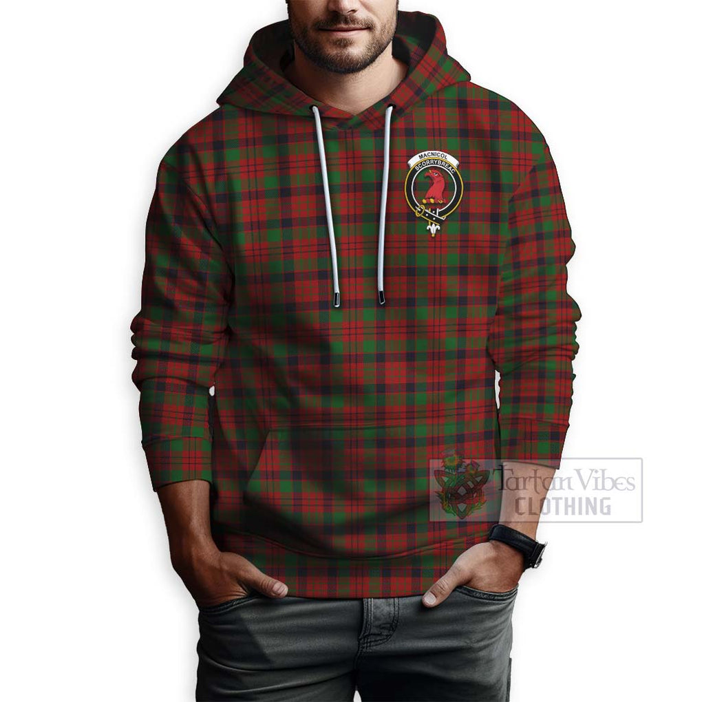 Tartan Vibes Clothing MacNicol (McNicol) Tartan Hoodie with Family Crest and Bearded Skull Holding Bottles of Whiskey