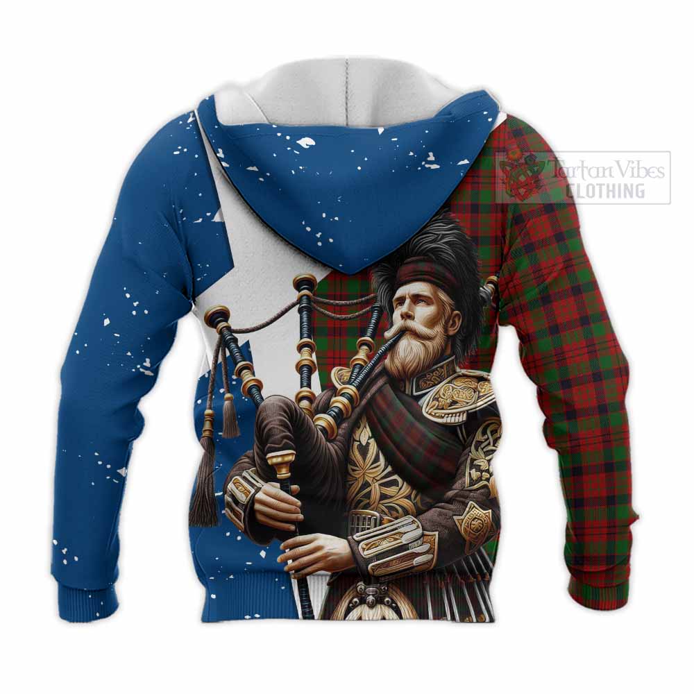 Tartan Vibes Clothing MacNicol (McNicol) Tartan Knitted Hoodie with Family Crest Scottish Bagpiper Vibes