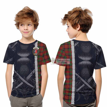 MacNicol (McNicol) Tartan Kid T-Shirt with Family Crest Cross Sword Thistle Celtic Vibes