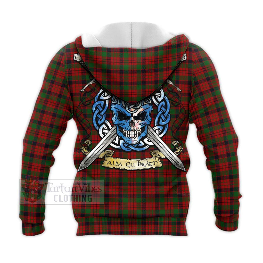 Tartan Vibes Clothing MacNicol (McNicol) Tartan Knitted Hoodie with Family Crest Celtic Skull Style