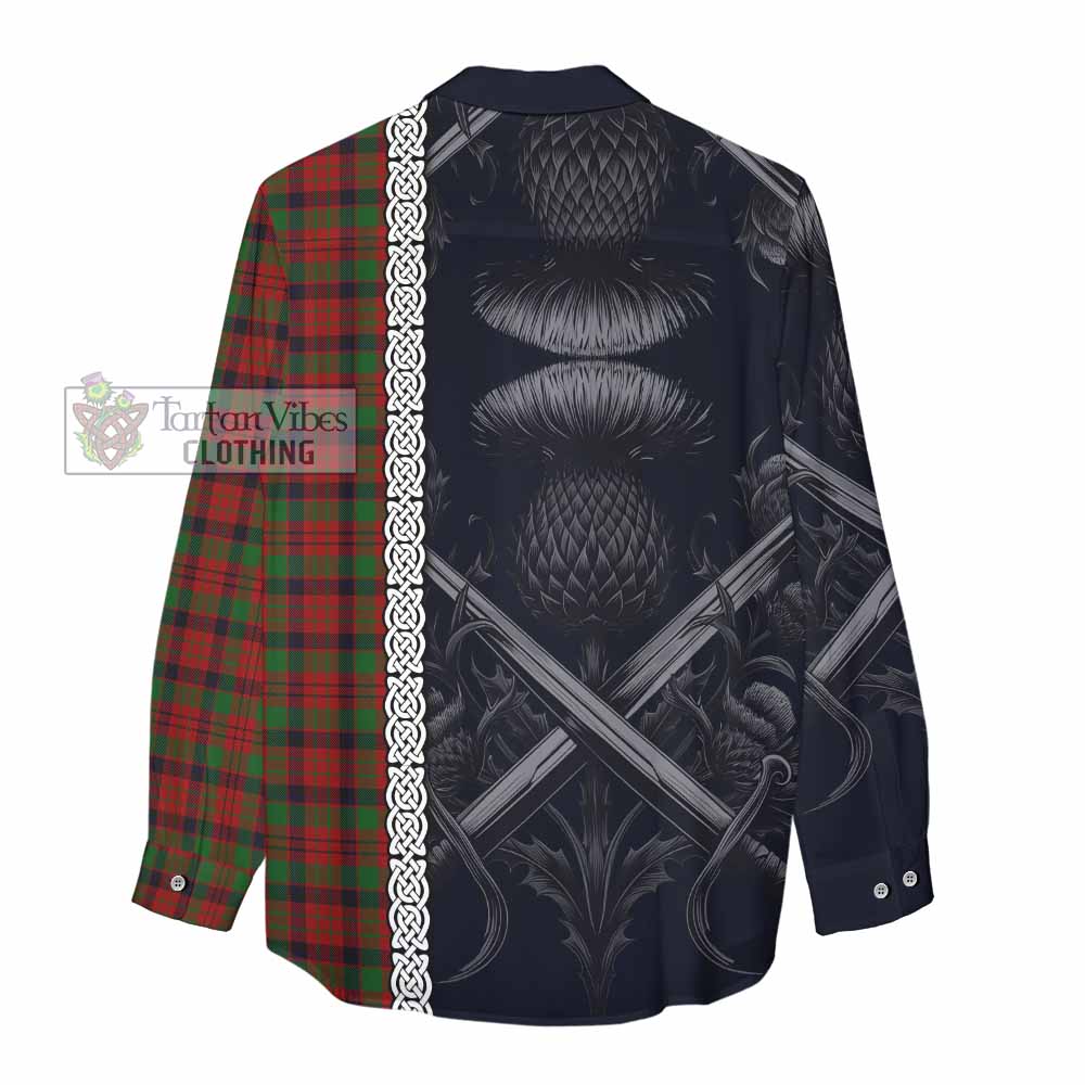 Tartan Vibes Clothing MacNicol (McNicol) Tartan Women's Casual Shirt with Family Crest Cross Sword Thistle Celtic Vibes