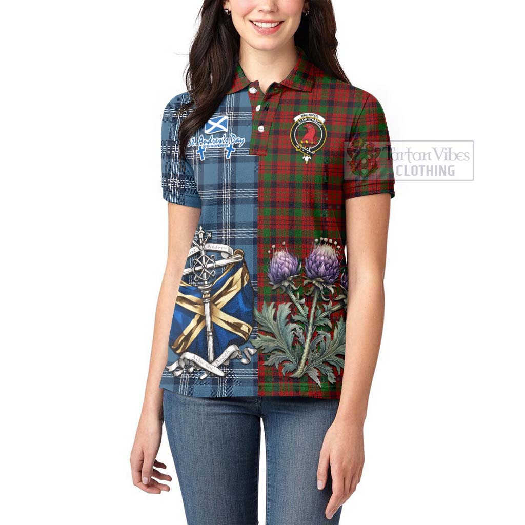 Tartan Vibes Clothing MacNicol (McNicol) Tartan Women's Polo Shirt Happy St. Andrew's Day Half Tartan Style