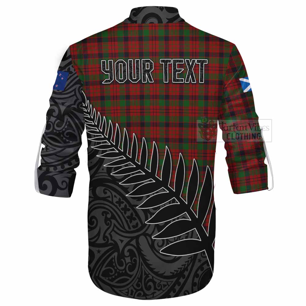 Tartan Vibes Clothing MacNicol (McNicol) Crest Tartan Ghillie Kilt Shirt with New Zealand Silver Fern Half Style