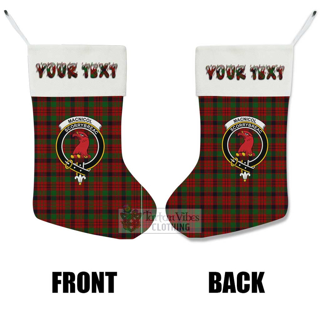 Tartan Vibes Clothing MacNicol (McNicol) Tartan Family Crest Christmas Stocking with Personalized Text