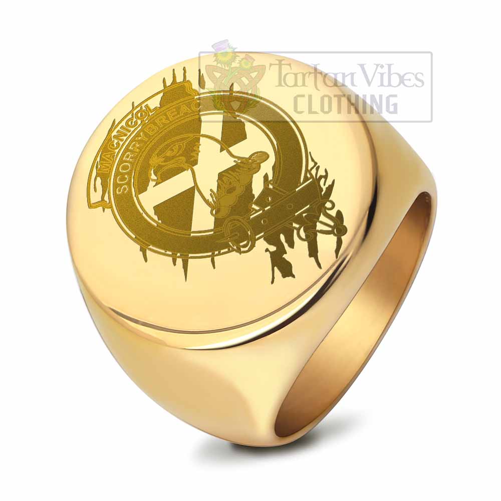 Tartan Vibes Clothing MacNicol (McNicol) Clan Crest Engraved Ring Scotland In Me Style