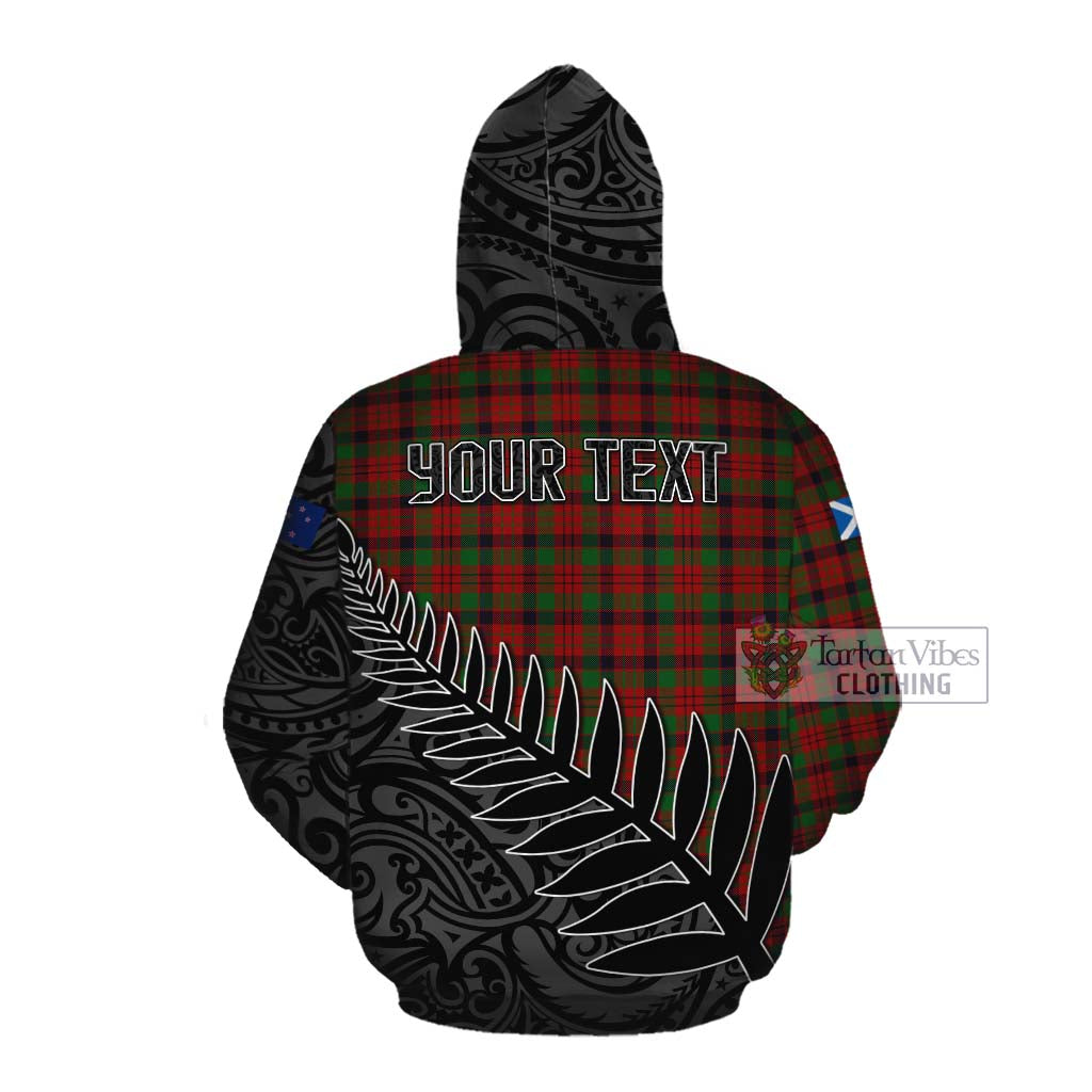 Tartan Vibes Clothing MacNicol (McNicol) Crest Tartan Cotton Hoodie with New Zealand Silver Fern Half Style