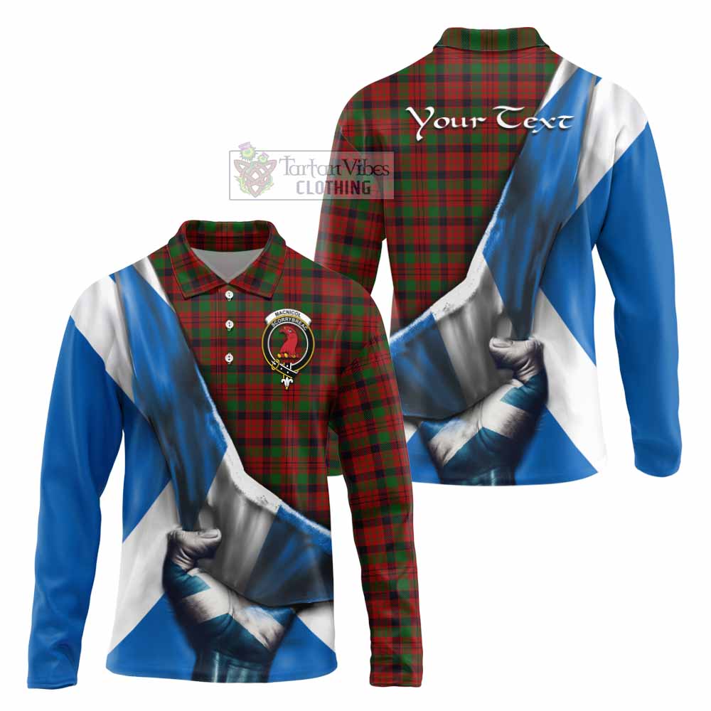 Tartan Vibes Clothing MacNicol (McNicol) Tartan Long Sleeve Polo Shirt with Family Crest Scotland Patriotic Style