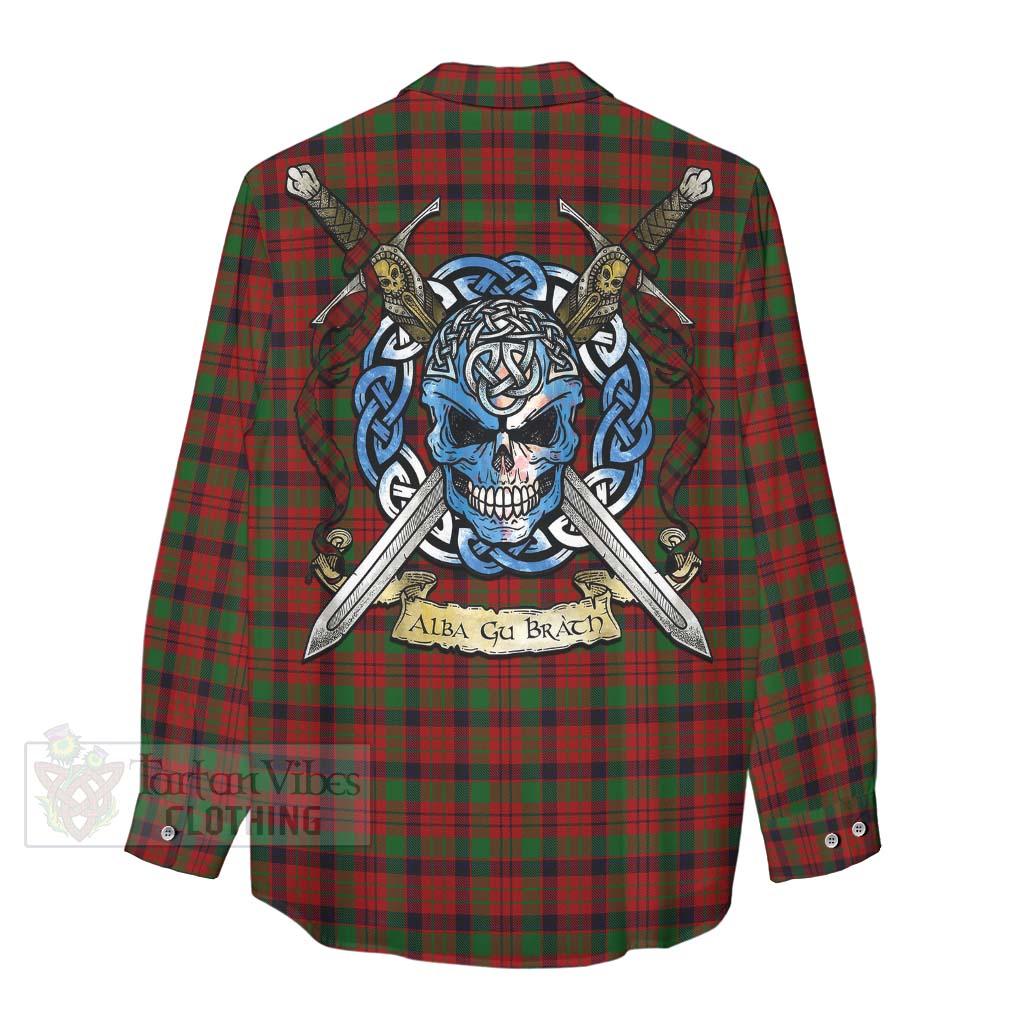 MacNicol (McNicol) Tartan Women's Casual Shirt with Family Crest Celtic Skull Style - Tartan Vibes Clothing