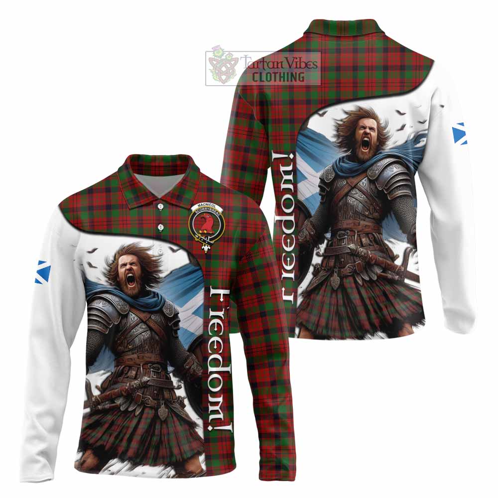 Tartan Vibes Clothing MacNicol (McNicol) Crest Tartan Long Sleeve Polo Shirt Inspired by the Freedom of Scottish Warrior