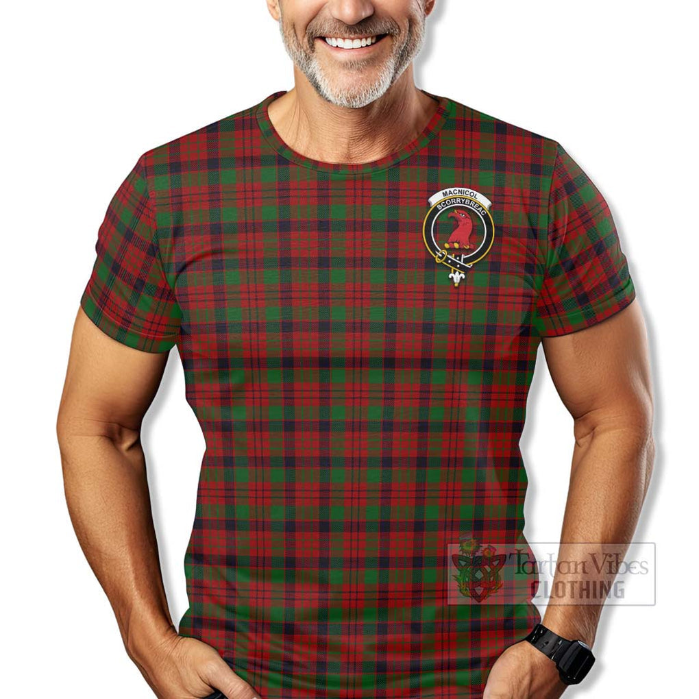 Tartan Vibes Clothing MacNicol (McNicol) Tartan T-Shirt with Family Crest Celtic Skull Style