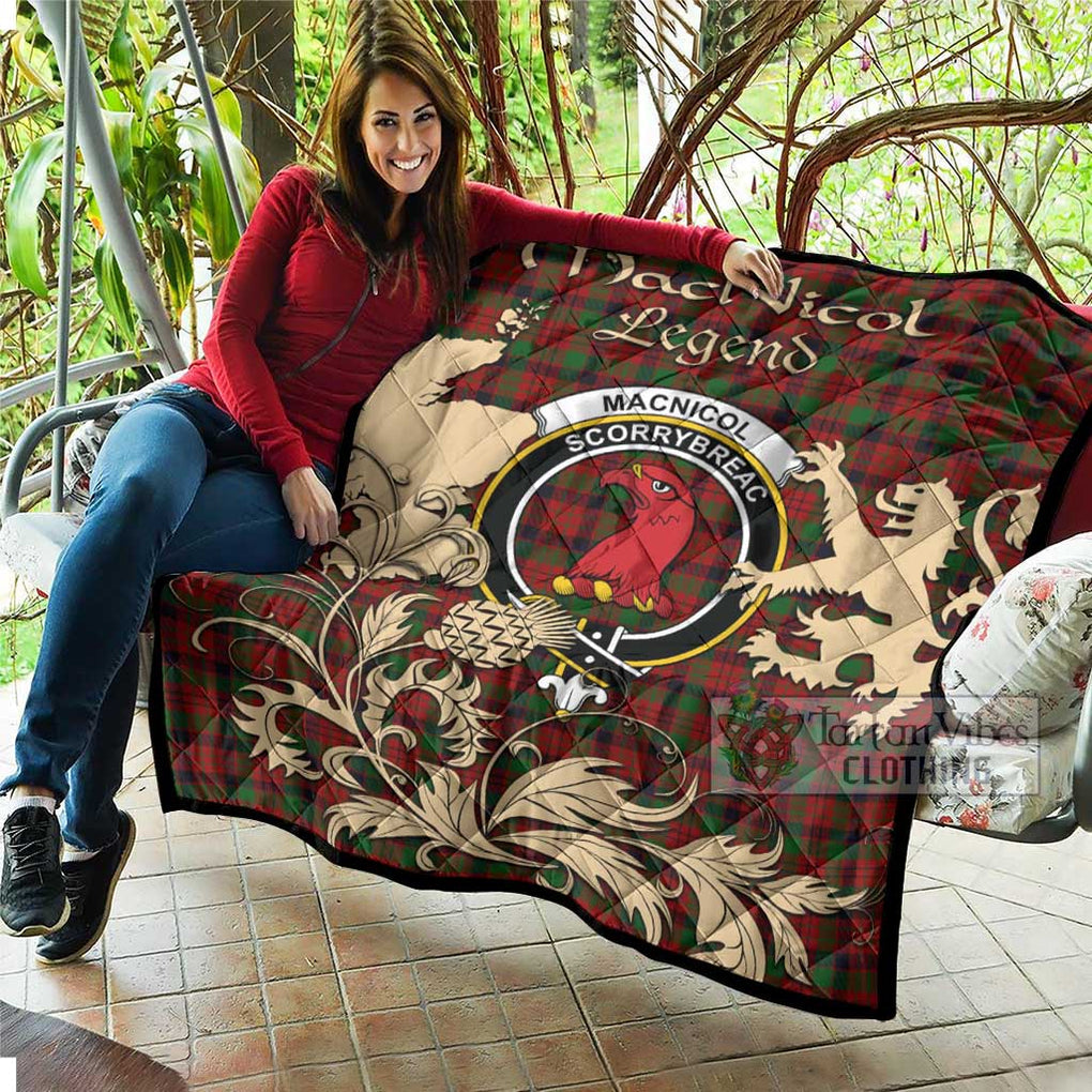 Tartan Vibes Clothing MacNicol (McNicol) Tartan Quilt with Family Crest and Scottish Symbol Style