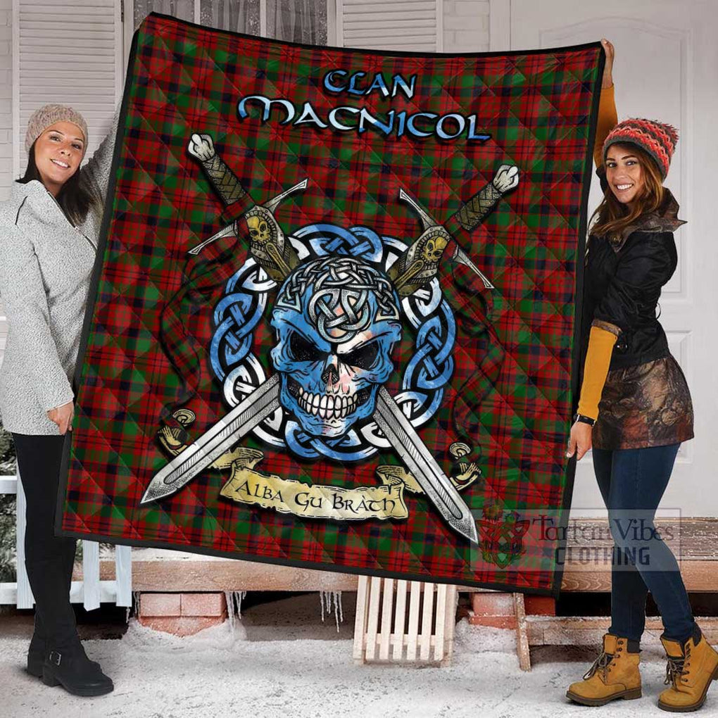 Tartan Vibes Clothing MacNicol (McNicol) Tartan Quilt with Celtic Skull Alba Gu Brath Style