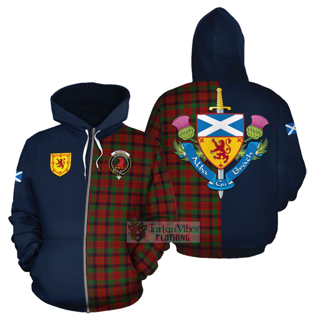 Tartan Vibes Clothing MacNicol (McNicol) Tartan Cotton Hoodie Alba with Scottish Lion Royal Arm Half Style