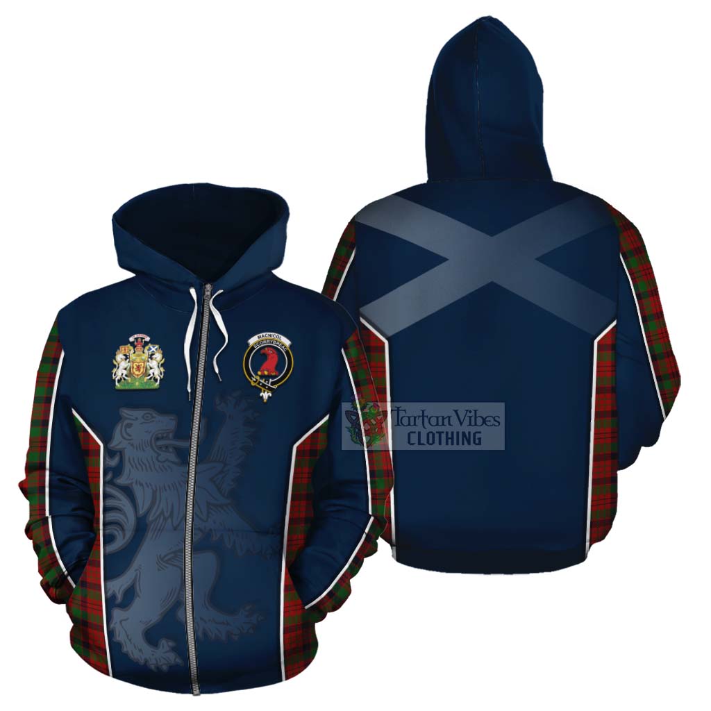 Tartan Vibes Clothing MacNicol (McNicol) Tartan Cotton Hoodie with Family Crest and Lion Rampant Vibes Sport Style