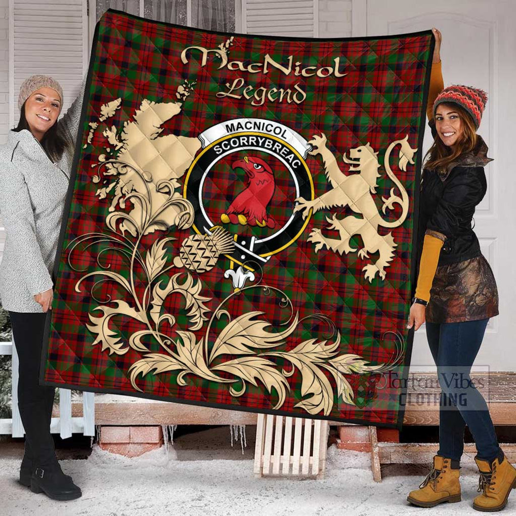 Tartan Vibes Clothing MacNicol (McNicol) Tartan Quilt with Family Crest and Scottish Symbol Style